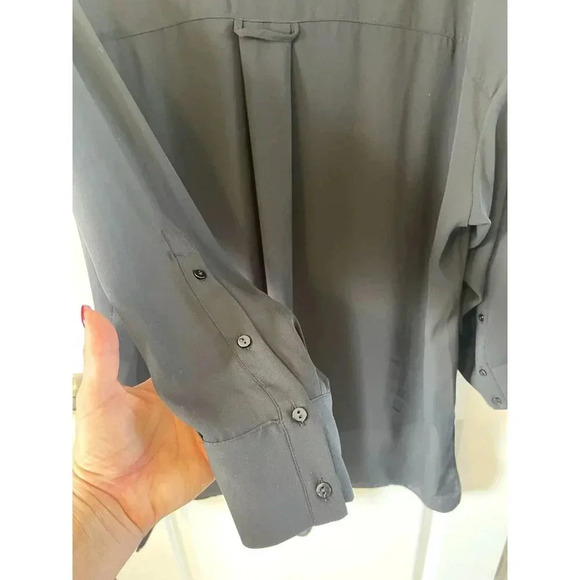 Zara Basic Women's Black Button-Up Shirt Pearl Detail Long Sleeve Size Small - Picture 5 of 7